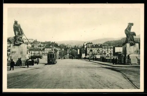 AK Torino, Ponte Umberto I., Strassenbahn