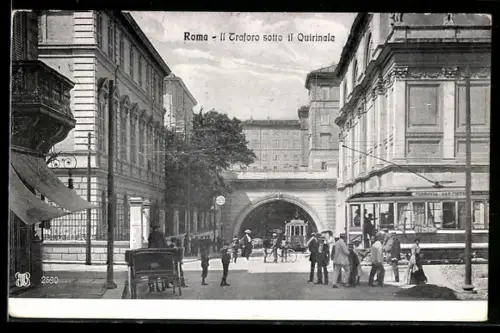 AK Roma, Il traforo del Quirinale, Strassenbahn
