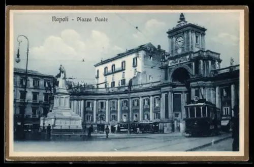 AK Napoli, Piazza Dante, Strassenbahn