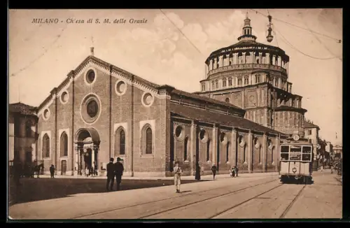 AK Milano, Chiesa di S. M. delle Grazie, Strassenbahn