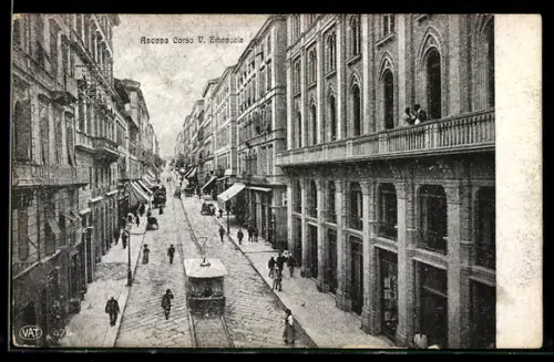 AK Ancona, Corso V. Emanuele, Strassenbahn