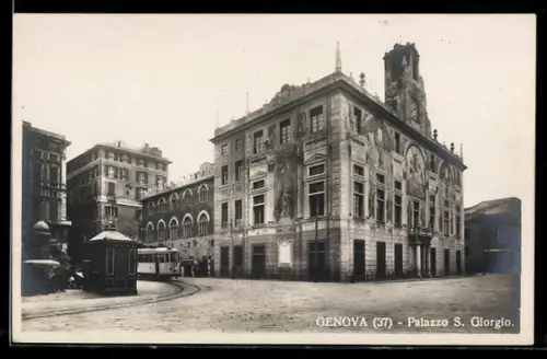 AK Genova, Palazzo S. Giorgio, Strassenbahn