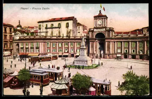 AK Napoli, Piazza Dante, Strassenbahn