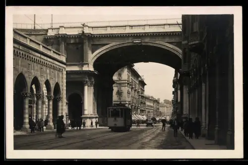 AK Genova, Ponte Monumentale, Strassenbahn