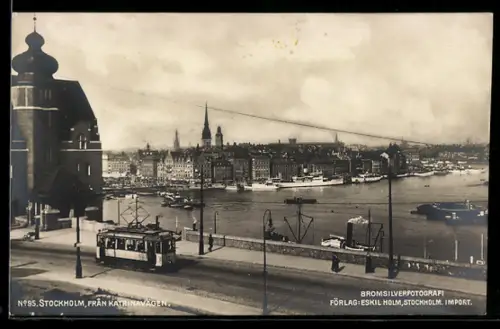 AK Stockholm, Panorama fran Katrinavägen, Strassenbahn