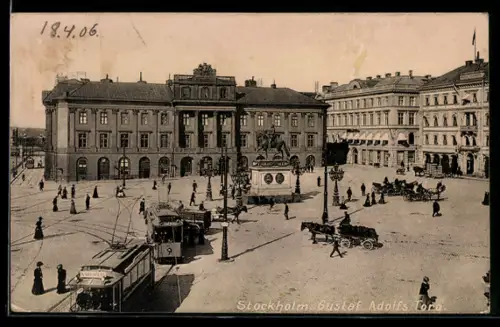 AK Stockholm, Gustaf Adolfs Torg, Strassenbahn