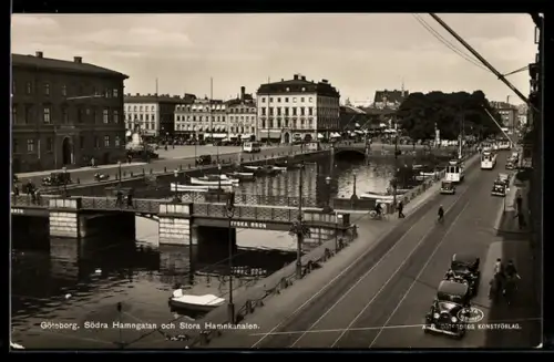 AK Göteborg, Södra Hamngatan och Stora Hamnkanalen, Strassenbahn