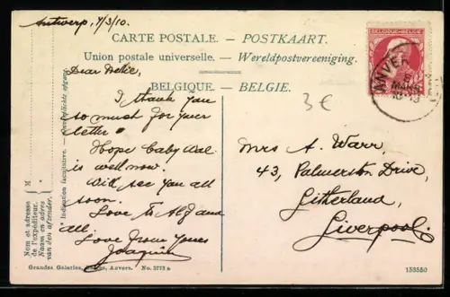 AK Anvers, Place de Meir, Strassenbahn