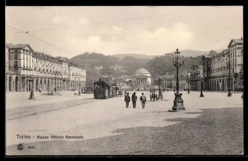 AK Torino, Piazza Vittorio Emanuele, Strassenbahn