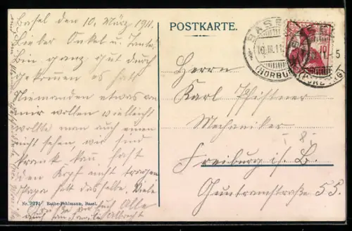 AK Basel, Rheindampfer vor der Kathedrale