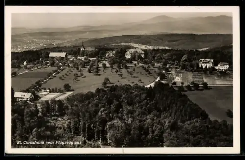 AK Basel, St. Chrischona vom Flugzeug aus
