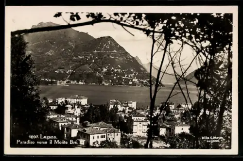 AK Lugano-Paradiso, Panorama verso il Monte Bré