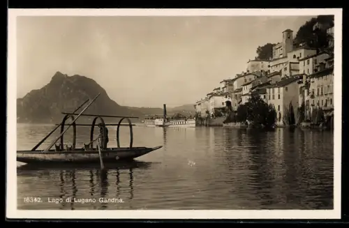 AK Gandria, Lago di Gugano, See mit Fischerboot