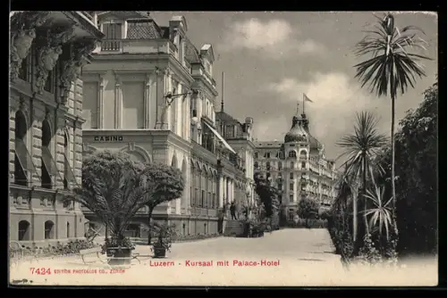 AK Luzern, Kursaal mit Palace-Hotel