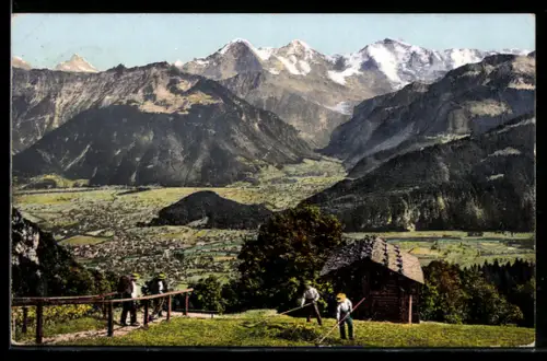 AK Beatenberg, Amisbühl, Blick auf Interlaken und die Jungfrauenkette