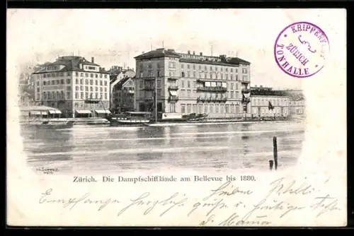 AK Zürich, Dampfschifflände am Bellevue bis 1880