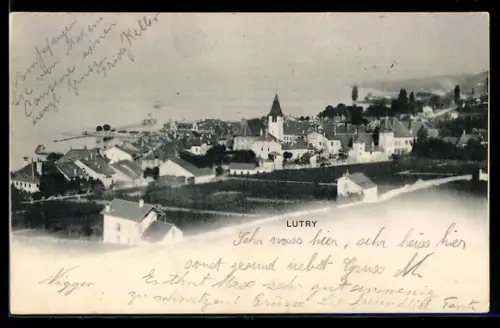 AK Lutry, Teilansicht mit Kirche