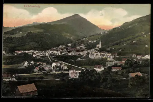 AK Lichtensteig, Teilansicht mit Kirche