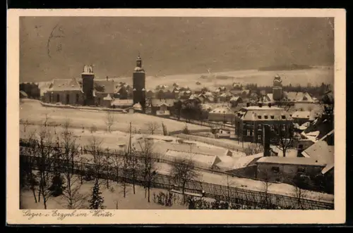 AK Geyer i. Erzgeb., Ortsansicht im Winter