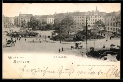 AK Hannover, Ernst August-Platz aus der Vogelschau