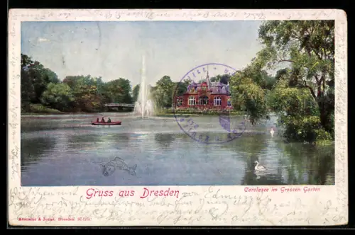 AK Dresden, Carolasee im Grossen Garten