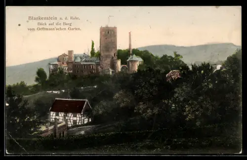 AK Blankenstein a. d. Ruhr, Blick auf die Burg vom Gettmann`schen Garten