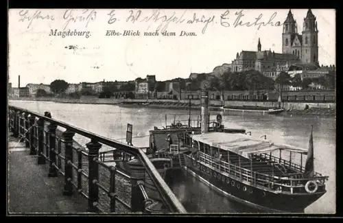 AK Magdeburg, Elbe-Blick nach dem Dom