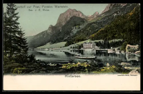 AK Hintersee, Gasthof zur Post Pension Wartstein Inh. J. R. Weiss, Seeansicht