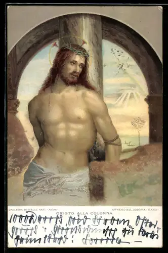 Künstler-AK Stengel & Co. Nr. 29792: Sodoma, Giovanni Antonio Bazzi: Christus am Marterpfahl, die Passion Christi