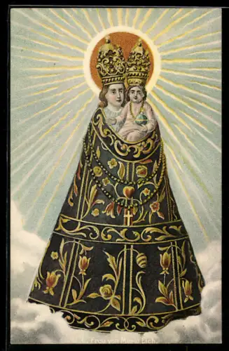 Künstler-AK sign. Maria Eich: Jungfrau Maria mit Christuskind und Krone