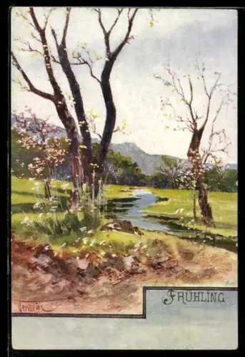 AK Idyllischer Ort im Frühling, Allegorie