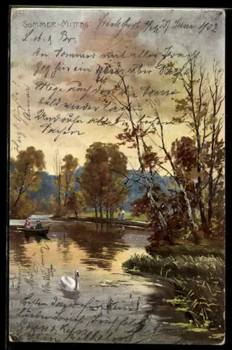AK Schwanenteich im Sommer zur Mittagsstunde, Allegorie
