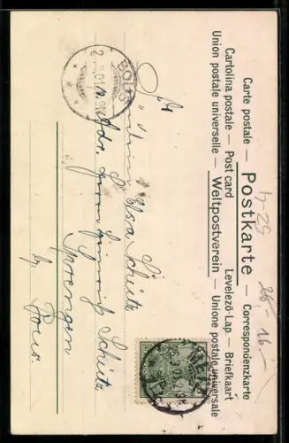 Lithographie Sommer, Kinder in Ruderboot, Allegorie