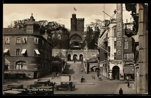 AK Hälsingborg, Terrassen och Kärnan, Fahrradfahrer, Automobile