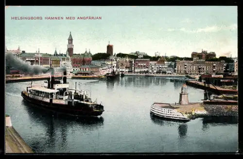 AK Helsingborg, Hamnen med Angfärjan, Schiffe im Hafen