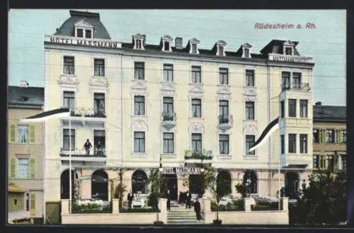 AK Rüdesheim a. Rh., Eingang zum Hotel Massmann