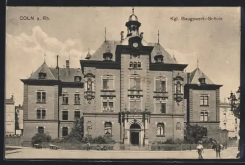 AK Köln-Neustadt, Salierring 32, Kgl. Baugewerk-Schule, Eingangsfassade