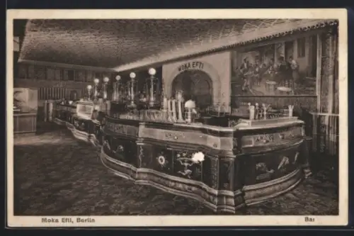 AK Berlin, Cafe Moka Efti, Blick auf die Bar, Friedrichstrasse Ecke Leipziger Strasse
