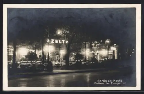AK Berlin-Tiergarten, Zelten im Tiergarten bei Nacht, Zelt 2