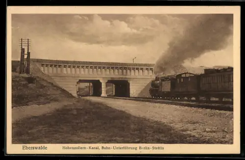 AK Eberswalde, Hohenzollern-Kanal, Bahn-Unterführung Berlin-Stettin
