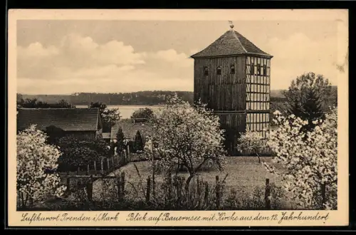 AK Prenden i. Mark, Bauernsee mit Kirche aus dem 12. Jahrhundert