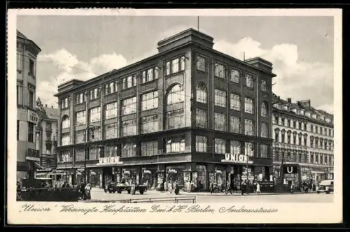 AK Berlin-Friedrichshain, Union Vereinigte Kaufstätten Gmbh, Andreasstrasse, Kaufhaus