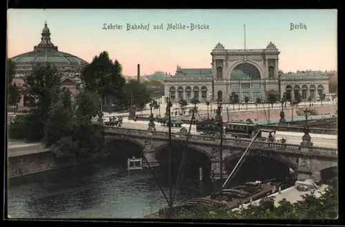 AK Berlin-Tiergarten, Lehrter Bahnhof u. Moltke-Brücke aus der Vogelschau