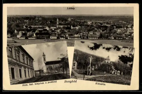 AK Bonyhád, Kalvaria, Rom. kat. templom a postaval