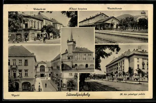 AK Sátoraljaujhely, Wekerle-tér, Vasutallomas