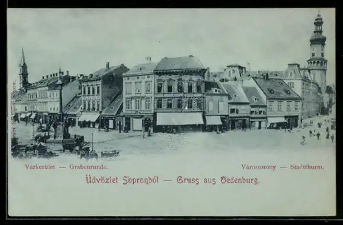 AK Oedenburg, Grabenrunde und Stadttturm