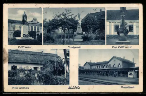 AK Kiskörös, Petöfi-szobor, Orszagzaszlo