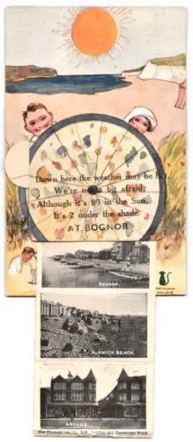 Leporello-AK Bognor, Marine Gardens, Golden Sands, Pier, Arundel Castle, Alnwick Beach