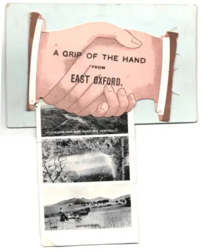 Leporello-AK East Oxford, Pearson Park, Ashley Gorge Bridge, High Street, Harvest scene, Ashley River