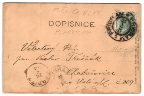 Relief-AK Rábi, Ortsansicht mit Burg